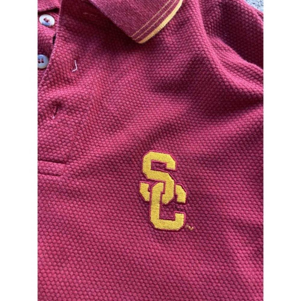 Vintage USC Trojans Polo Shirt Mens XL Red NCAA Football Nike Embroidered Golf - Picture 7 of 16